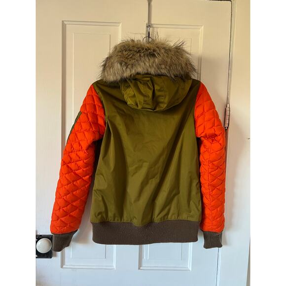L.A.M.B. Burton women's small orange army green bomber puffy jacket snowboard - Picture 5 of 14